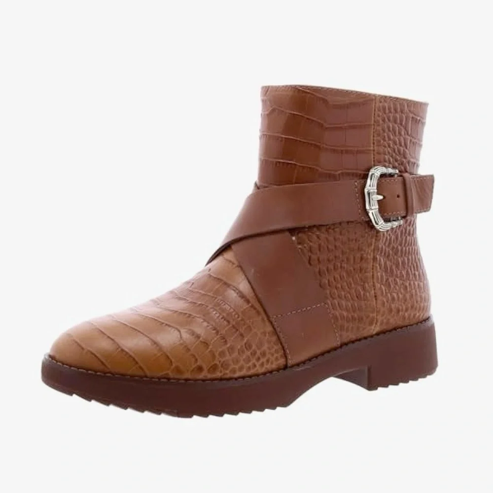 Fitflop Helmi Croc-Embossed Leather Ankle Boots